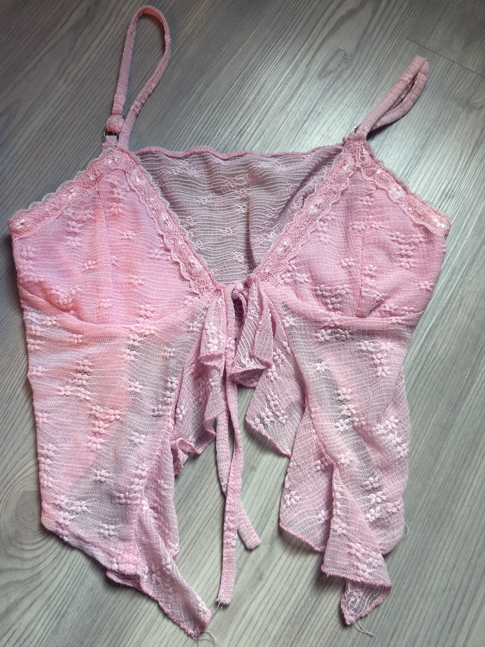 Pink Lace Tie-Front Women’s Camisole Top